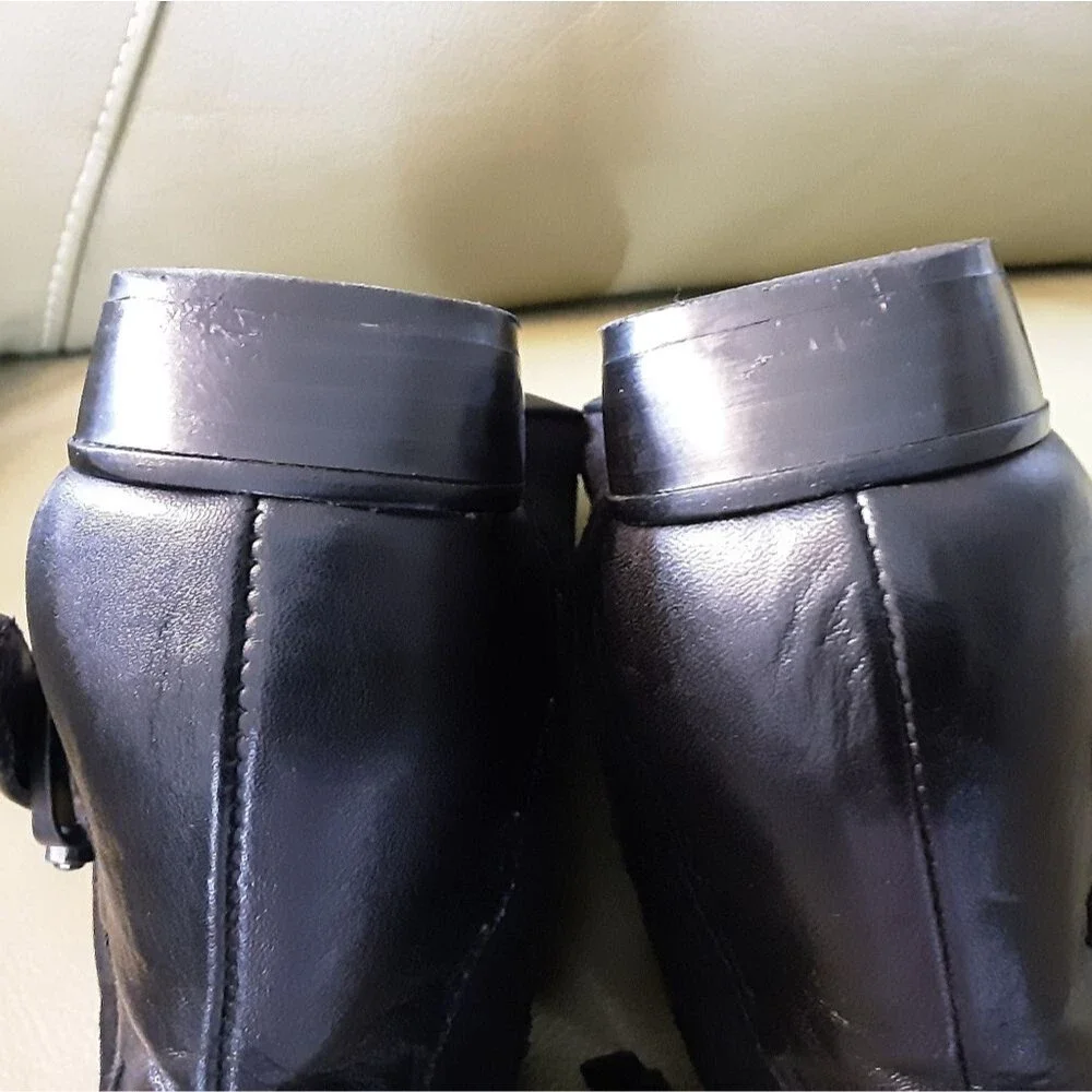 ZARA Women Black Suede Quilted Leather Ankle Boots Sz 8 (39)